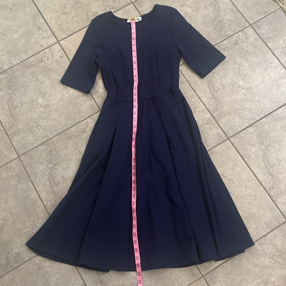 Brigitte Brianna Navy/ Dark Blue Midi A Line, Fit and Flare Dress - Picture 8 of 8